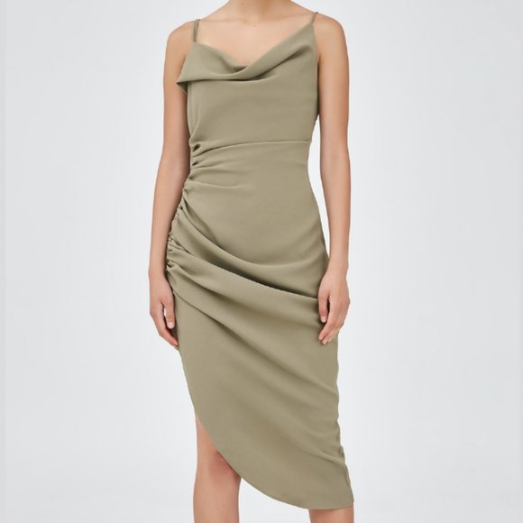 LAST 1! C/MEO Collective Asymmetrical Green Dress - Picture 2 of 10